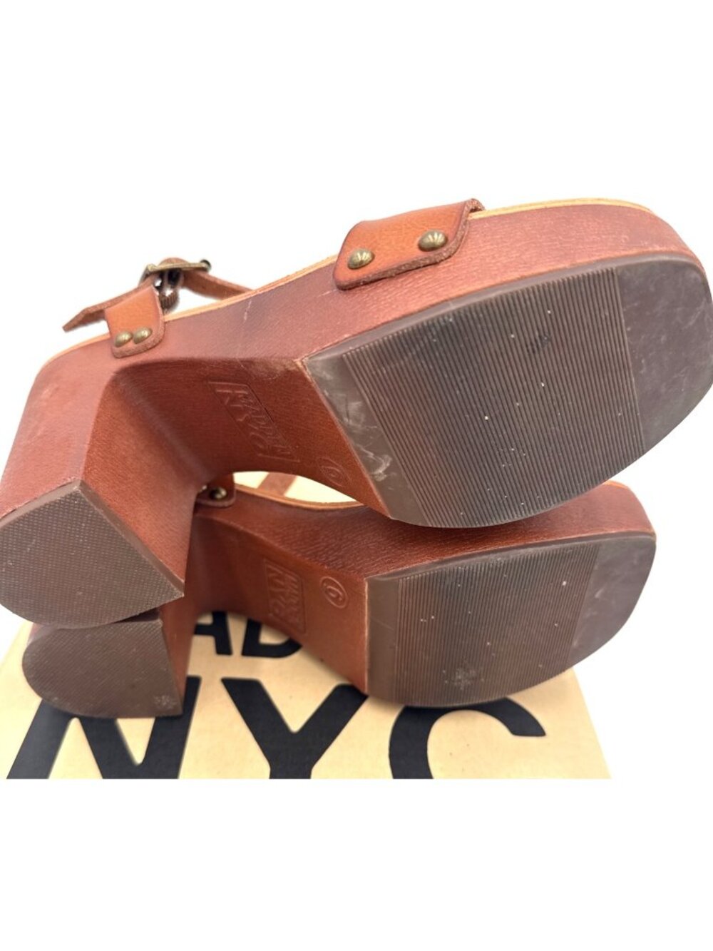 Madden NYC Slingback Lift Platform Sandal Cognac Brown size 6 - Picture 9 of 11